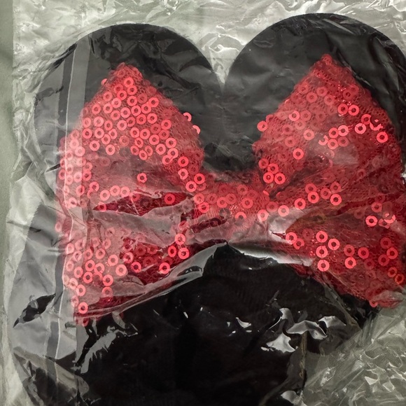 Minnie Mouse Sequin Bow Black Velvety Scrunchies **Set of 2** - Picture 3 of 5